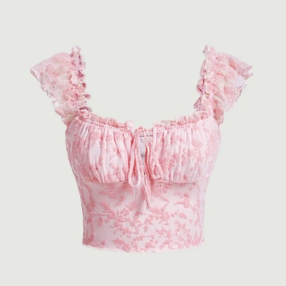 SHEIN Pink Floral Crop Top